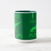 T REX HASST PUSHUPS lustigen Dino-Entwurf Zweifarbige Tasse (Mittel)