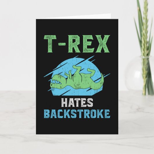 T-Rex hasst Rückschlag schwimmen Schwimmer Schwimm Karte (Vorderseite)
