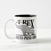T-Rex hasst Stoß-UPS $18,95 Zweifarbige Tasse (Links)