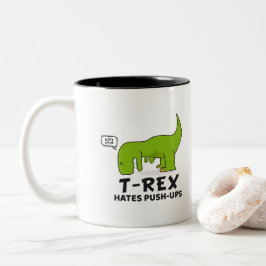 T-Rex hasst Stoß-UPS - lustigen Cartoon-Charakter Zweifarbige Tasse