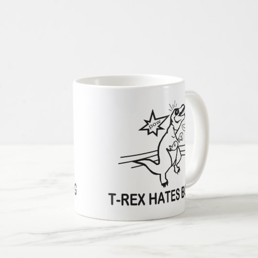 T Rex Hates Boxing Kaffeetasse (VorderseiteRechts)