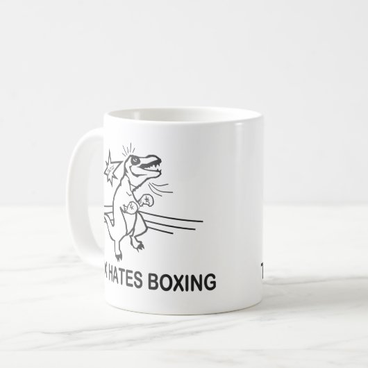 T Rex Hates Boxing Kaffeetasse (Vorderseite Links)