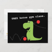 T Rex Hates Gym Class Dinosaur Funny Postcard Postkarte (Vorne/Hinten)