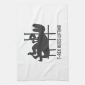 T-rex Hates Heben - Wählen Sie Hintergrundfarbe Geschirrtuch (Vertikal)