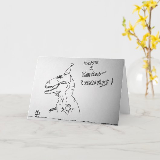 T Rex Hates Openings Weihnachten Karte (Gelbe Blume)