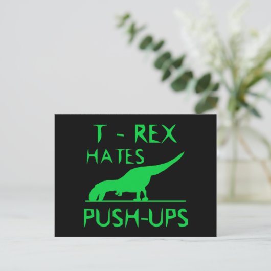T REX HATES PUSHUPS Funny Dino Design Postkarte (Stehend Vorderseite)
