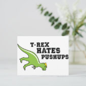 T-rex Hates Pushups Postkarte (Stehend Vorderseite)