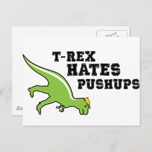 T-rex Hates Pushups Postkarte (Vorne/Hinten)