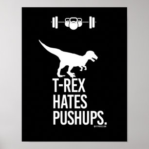 T-Rex Hates Pushups - - Training Spaß -.png Poster