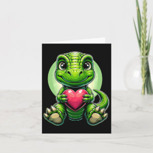 T-rex Holding Heart Valentinstag Niedlicher Dinosa Karte