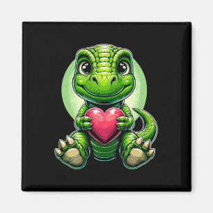 T-rex Holding Heart Valentinstag Niedlicher Dinosa Magnet