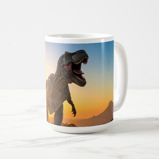 T-Rex Hoodie – Brüllender Dinosaurier Kaffeetasse (VorderseiteRechts)