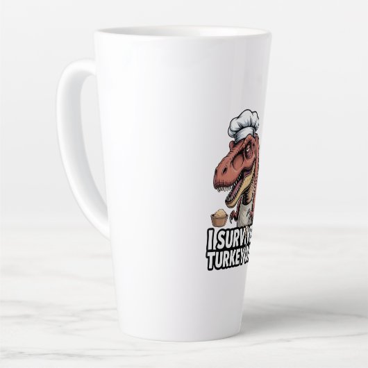 T-Rex I Survived Turkey Day Chef  Milchtasse (Linke Ecke)