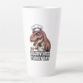 T-Rex I Survived Turkey Day Chef  Milchtasse (Vorderseite)