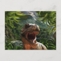 T-Rex im Dschungel Postkarte Dinosaurier