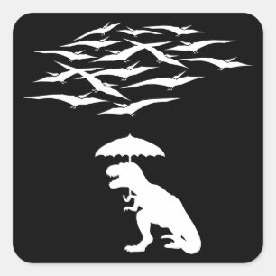 T-Rex im Vergleich zu den Pterodaktylen Quadratischer Aufkleber