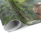 T Rex in der prähistorischen Landschaft Geschenkpapier (Rolleneckpunkt)