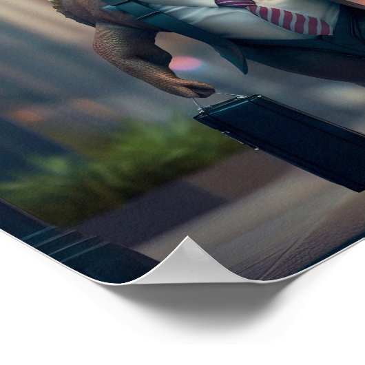 T-Rex in der Stadt Poster (Ecke)