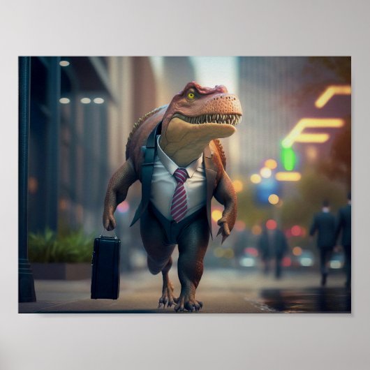 T-Rex in der Stadt Poster (Vorne)
