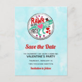 T-Rex in einem Top Hat Funny Valentine Save the Da Postkarte (Vorderseite)