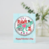 T-Rex in einem Top Hat Niedlichen Funny Valentine Postkarte (Stehend Vorderseite)