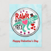 T-Rex in einem Top Hat Niedlichen Funny Valentine Postkarte (Vorderseite)