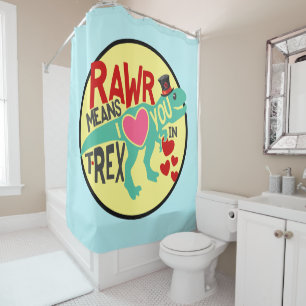 T-Rex in einem Top-Hat-Rawr bedeutet, dass ich Lie Duschvorhang