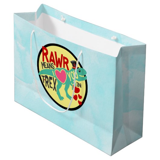 T-Rex in einem Top-Hat-Rawr bedeutet, dass ich Lie Große Geschenktüte (Vorderseite Schrägansicht)