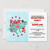 T-Rex in einem Tophat Niedliches Funny Valentine Einladung (Vorderseite)