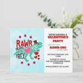 T-Rex in einem Tophat Niedliches Funny Valentine Einladung (Stehend Vorderseite)