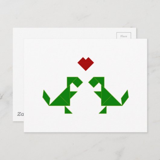 T-Rex in Liebe (Tangramosaurus Rex) Postkarte (Vorne/Hinten)