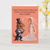 T-rex in Tux-Holing-Ring, der Trex vorschlägt Karte (Gelbe Blume)