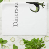 T-Rex isst Huhn mit Messer u. Gabel: Ein Geschirrtuch (Gefaltet)