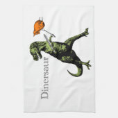T-Rex isst Huhn mit Messer u. Gabel: Ein Geschirrtuch (Vertikal)