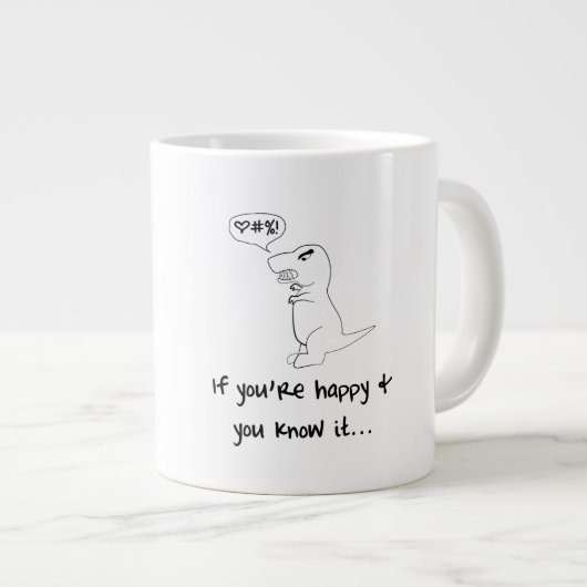 T-Rex ist nicht glücklich Jumbo-Tasse (Vorderseite Rechts)