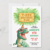 T-Rex Jungle Birthday Fun Einladung (Vorderseite)