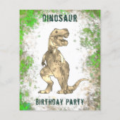 T Rex Jungle Birthday Party Foto Budget Flyer (Hinten)