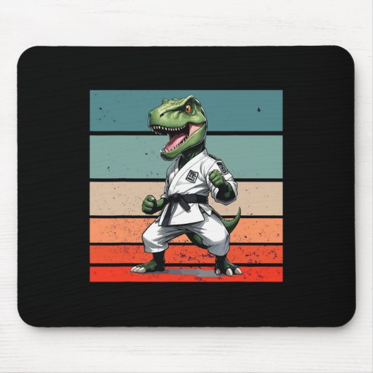 T.rex Karate Gi Schwarze Gürtel Furchteinflößende Mousepad (Vorne)
