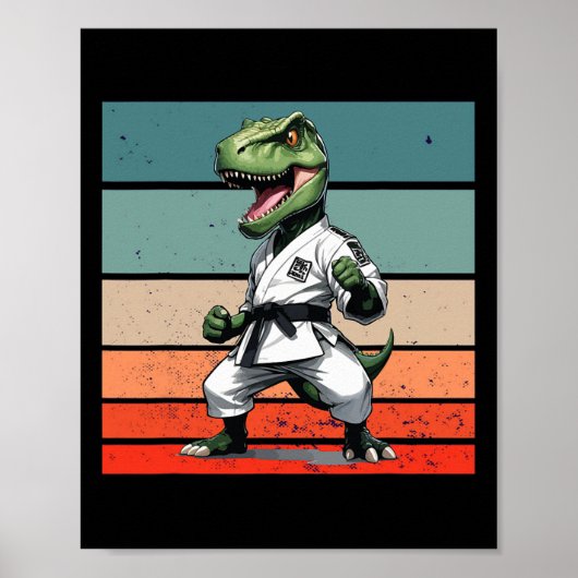 T.rex Karate Gi Schwarze Gürtel Furchteinflößende  Poster (Vorne)