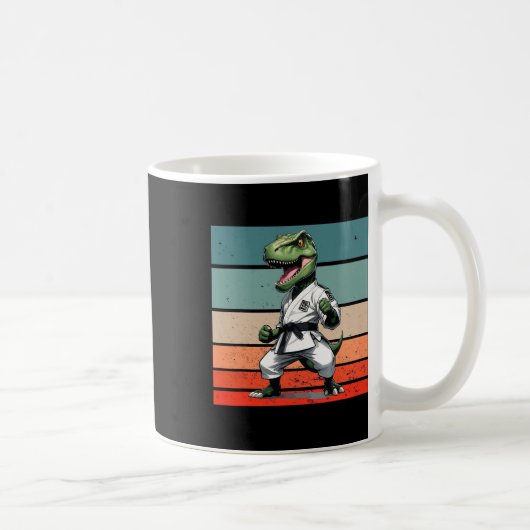 T.rex Karate Gi Schwarze Gürtel Furchterregende Mä Kaffeetasse (Rechts)