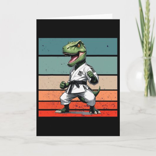T.rex Karate Gi Schwarze Gürtel Furchterregende Mä Karte (Vorderseite)