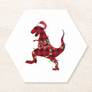 T Rex Kariert Red Buffalo Dinosaur Christmas Pajam Untersetzer