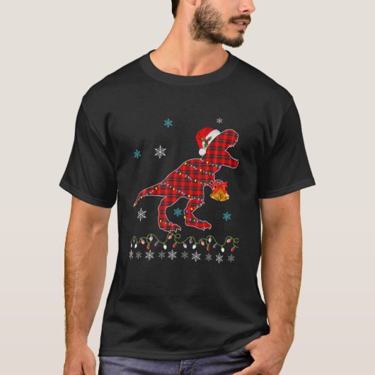 T Rex Kariert Red Buffalo Dinosaurier Weihnachten  T-Shirt (Vorderseite)