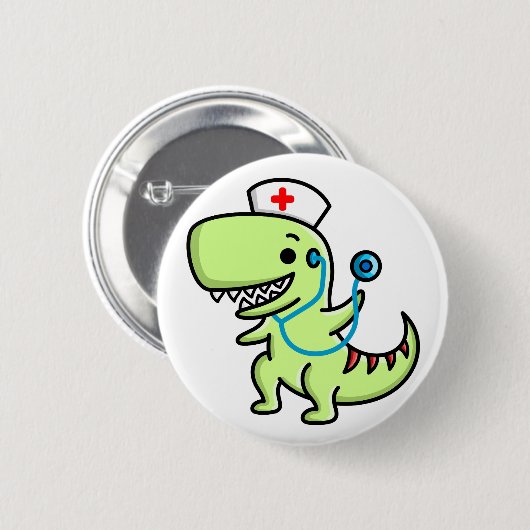 T-rex Krankenschwester-Knopf Button (Vorne & Hinten)