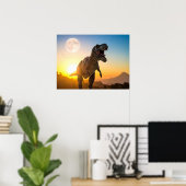 T-Rex Leinwand-Wandkunst – Brüllender Dinosaurier- Poster (Heimbüro)