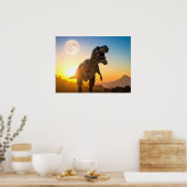 T-Rex Leinwand-Wandkunst – Brüllender Dinosaurier- Poster (Küche)