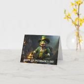 T-Rex Leprechaun mit Goldkessel Karte (Gelbe Blume)