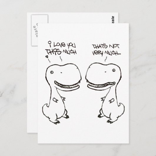 T-rex-Liebe Postkarte (Vorne/Hinten)