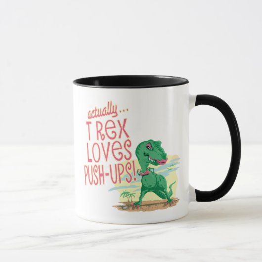 T Rex Lieben Push-Ups Tasse (Rechts)