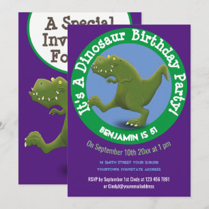 T Rex lustige Dinosaurier-Cartoon-Abbildung Einladung